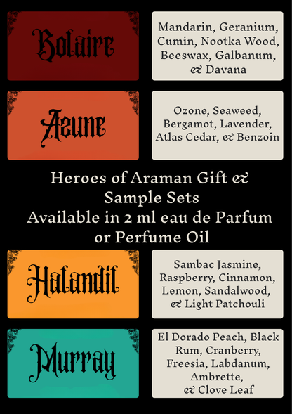 Heroes of Aramán Perfume Sample & Gift Sets